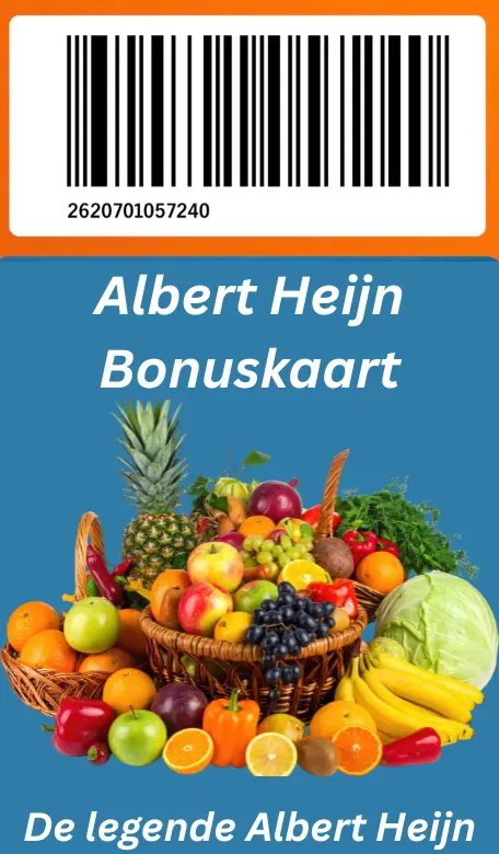 Afbeelding van een bonuskaart van de Albert Heijn supermarkt. Barcode voor het scannen van een virtuele bonuskaart.